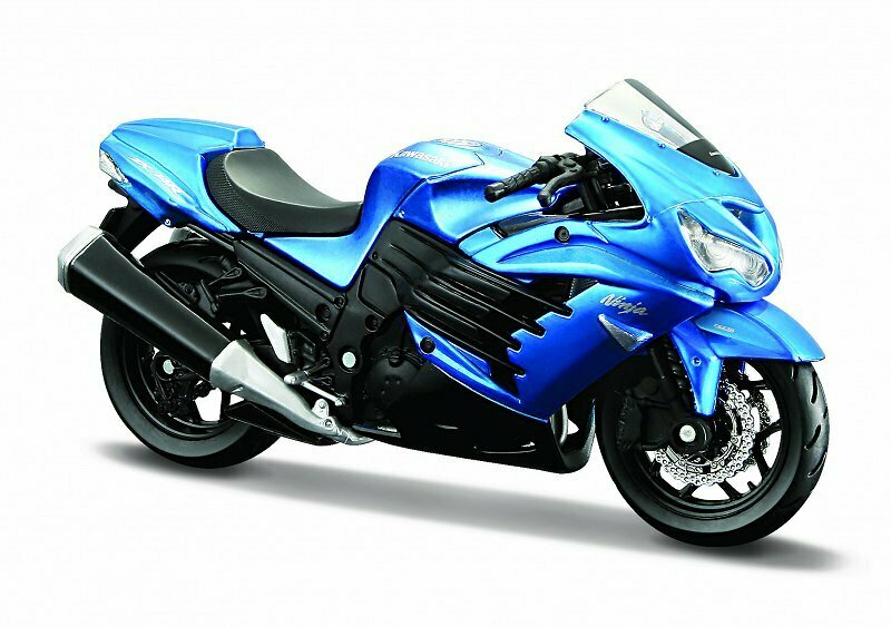 MAISTO 39300-35 Motor Kawasaki Ninja ZX-14R niebieski 1:18 z podstawką -  Świat Zabawek